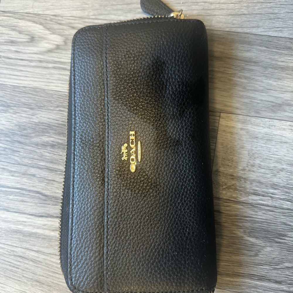 Black leather coach wallet